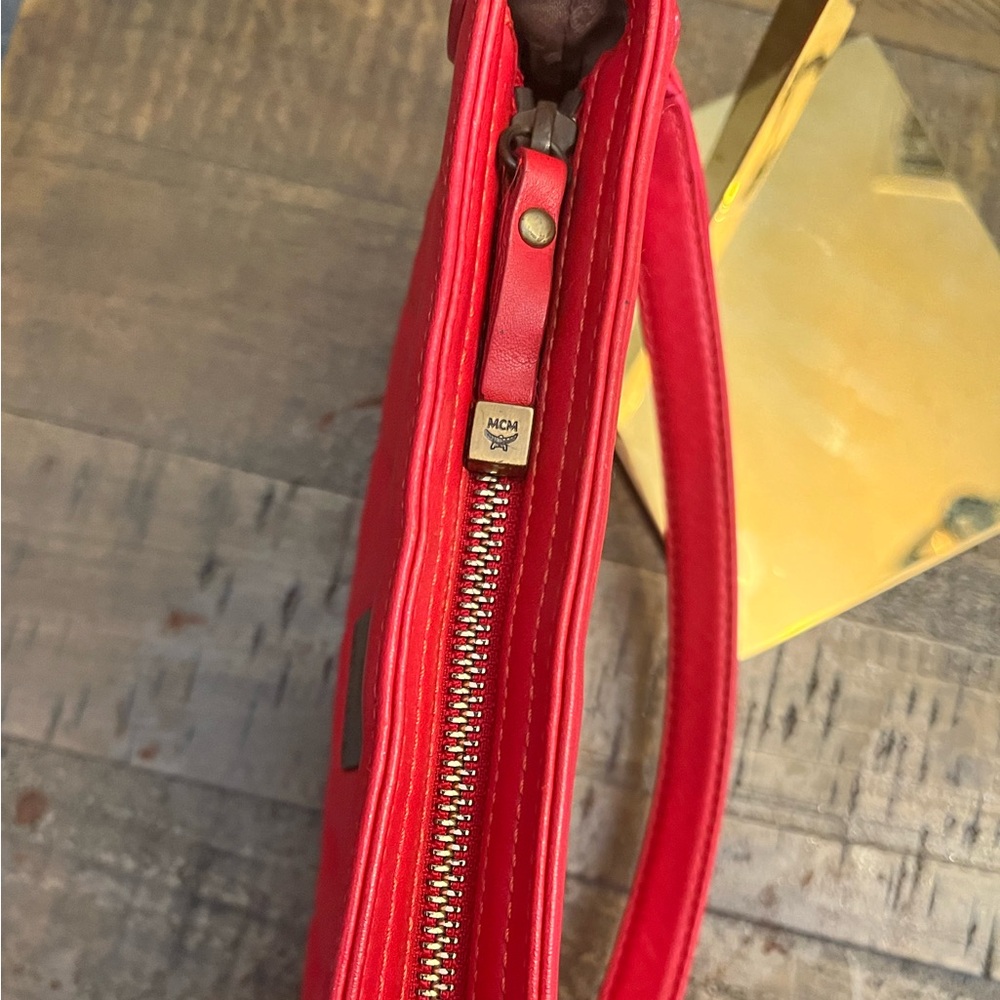 MCM Red Quilted Shoulder Bag with Gold Hardware - Picture 10 of 10